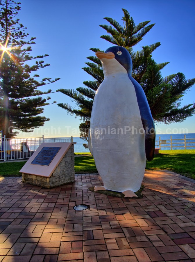 The famous Big Penguin Monument situated in Penguin, North West Coast, Tasmania. (martin chambers: tasmanianphotos.com) (22/06/19) : Big-Penguin-Monument-Tasmania_20190622-092449