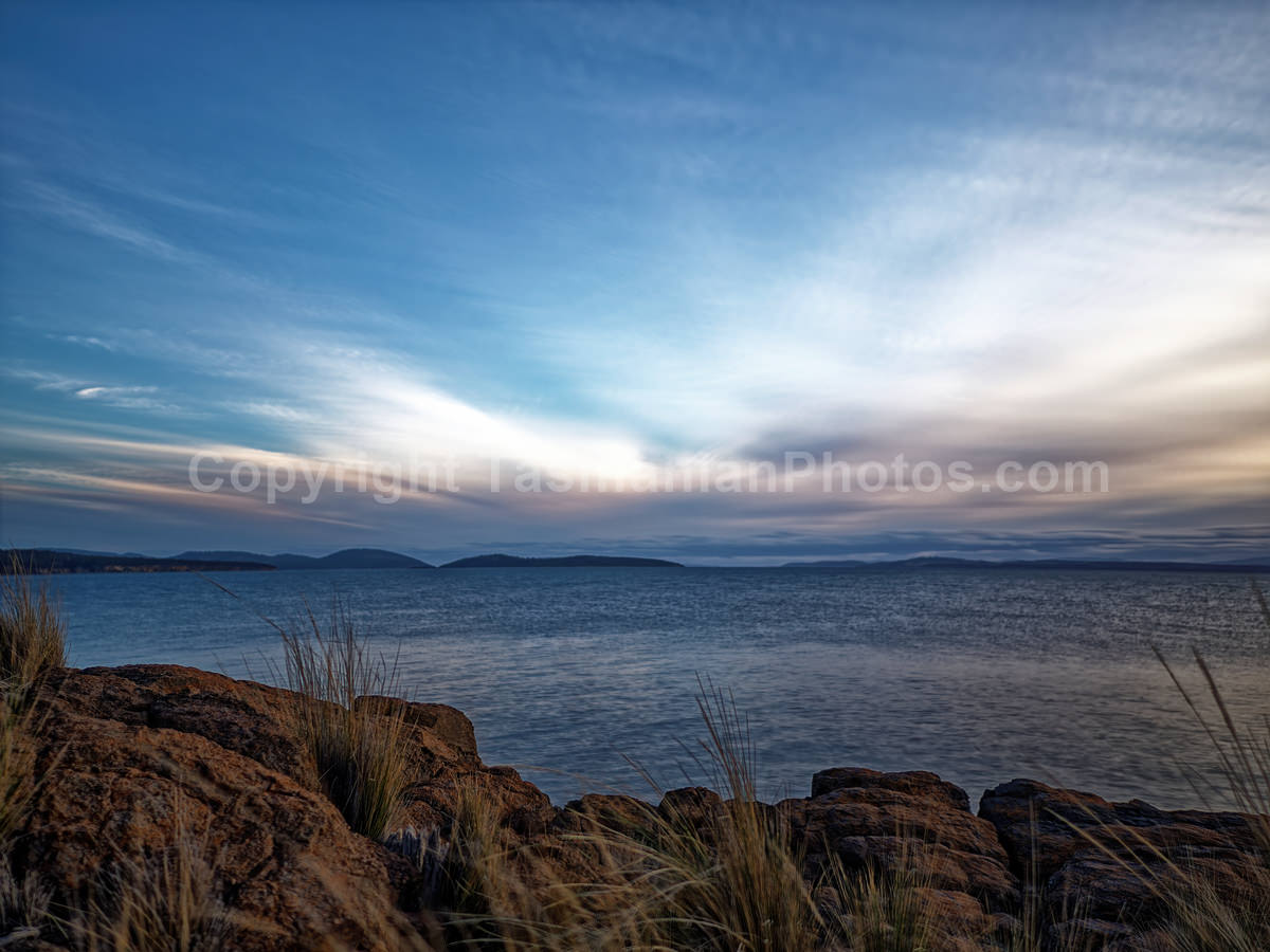 View over Frederick Henry Bay from Primrose Sands, Tasmania. (martin chambers: tasmanianphotos.com) (31/03/18) : Frederick-Henry-Bay-Tasmania_20180331-205652