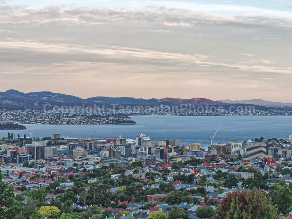 View of Hobart City from Knocklofty Reserve,West Hobart, Tasmania.  (martin chambers: tasmanianphotos.com) (11/02/20) : Hobart-City-Knocklofty-Reserve-Tasmania_20200211-195918