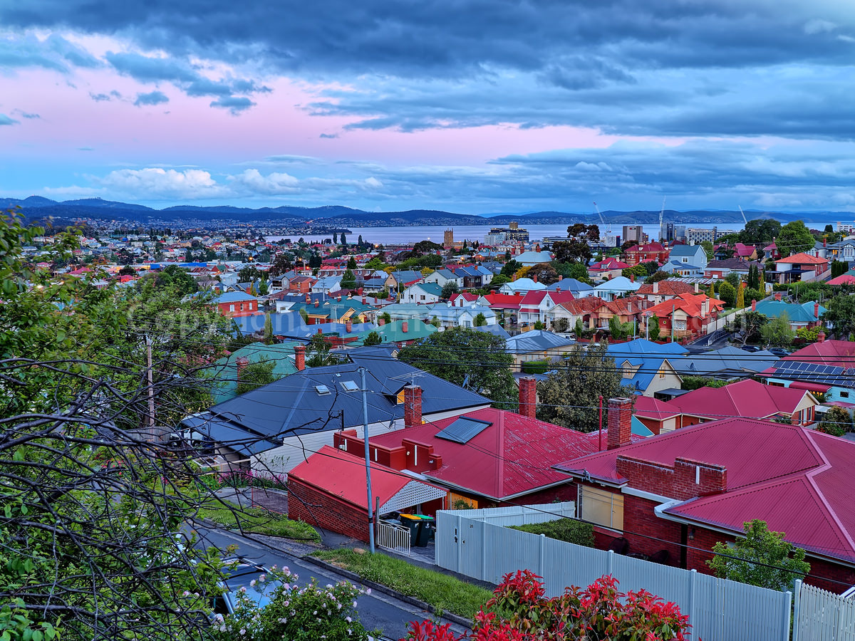 View over Hobart City from West Hobart, Tasmania.  (martin chambers: tasmanianphotos.com) (27/10/19) : Hobart-City-West-Hobart-Tasmania_20191027-203604
