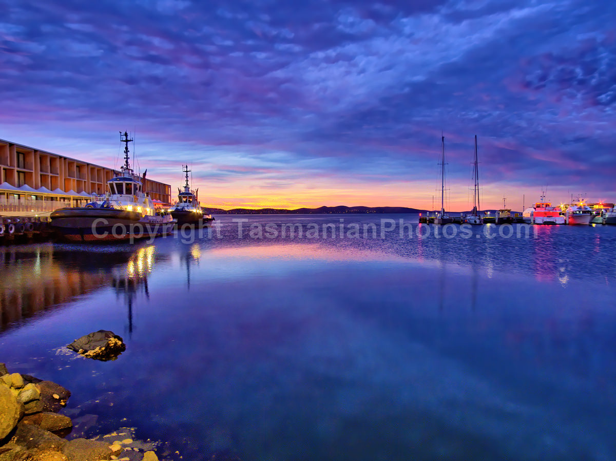 Macquarie Wharf at Sunrise. Hobart, Tasmania.  (martin chambers: tasmanianphotos.com) (28/06/19) : Macquarie-Wharf-Hobart-Tasmania_20190628-145052
