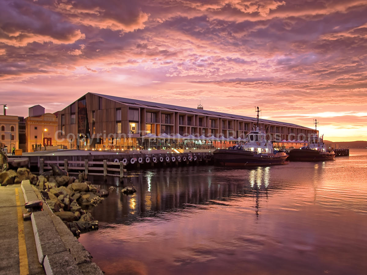 Macquarie Wharf at Sunrise. Hobart, Tasmania.  (martin chambers: tasmanianphotos.com) (29/03/20) : Macquarie-Wharf-Hobart-Tasmania_20200329-123238