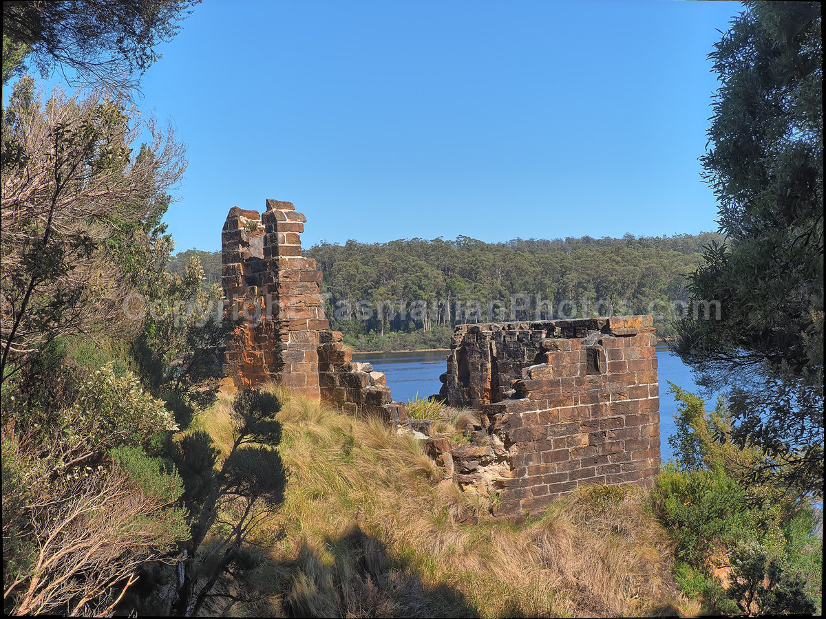 Sarah Island convict ruins. Macquarie Harbour, Strahan, West Coast Tasmania. (martin chambers: tasmanianphotos.com) (07/10/20) : Sarah-Island-Tasmania_20201007-214709