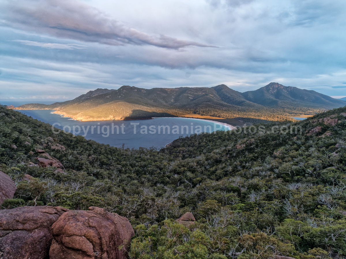 View from Wineglass Bay Lookout, Freycinet, Tasmania. (martin chambers: tasmanianphotos.com) (12/07/21) : Wineglass-Bay-Lookout-Tasmania_20210712-150426